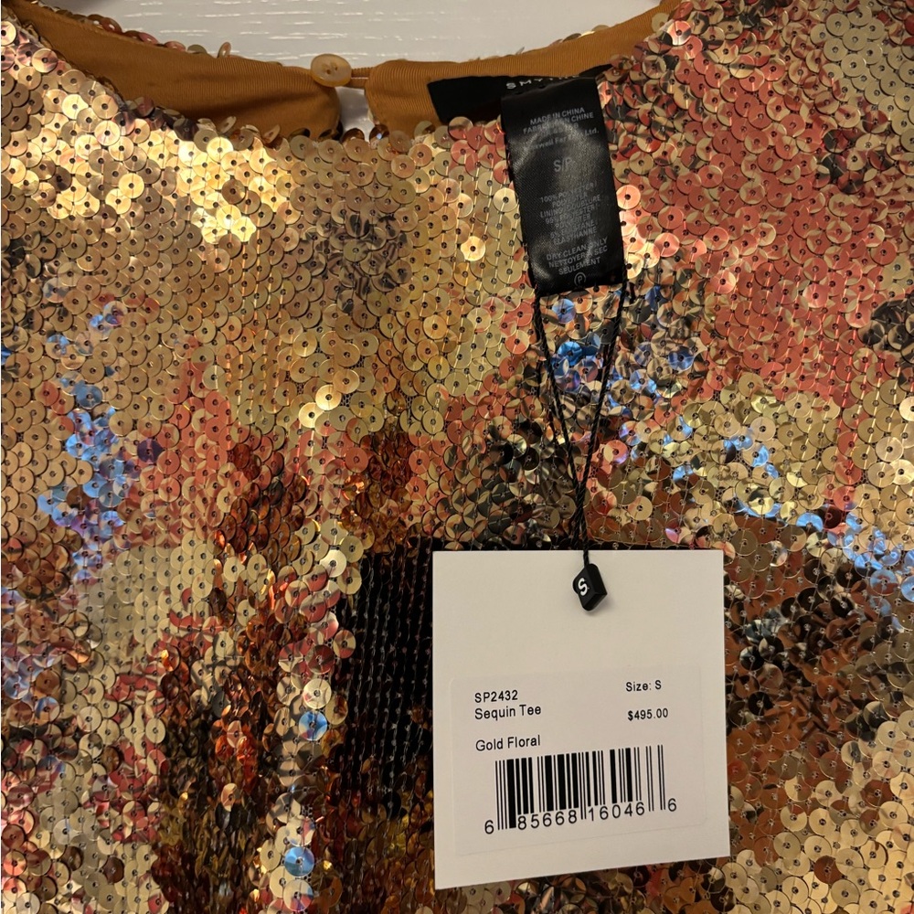 Smythe Rose Gold Sequin Crop Top - Picture 2 of 3